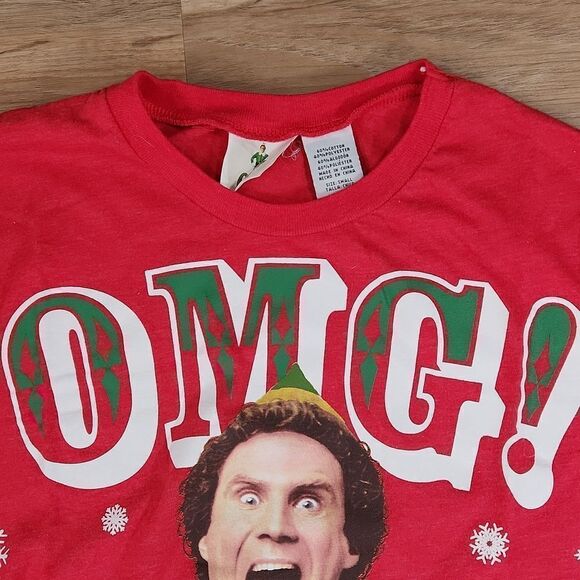 🔹️Elf Red Buddy the Elf "OMG! It's Santa!" Short Sleeve Top Small - Picture 5 of 10